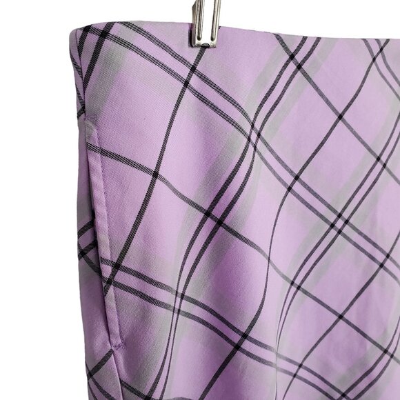 Greg Norman Size 14 Skort Golf Skirt Shorts Pockets Side Zip Lined Purple Plaid - Picture 7 of 10
